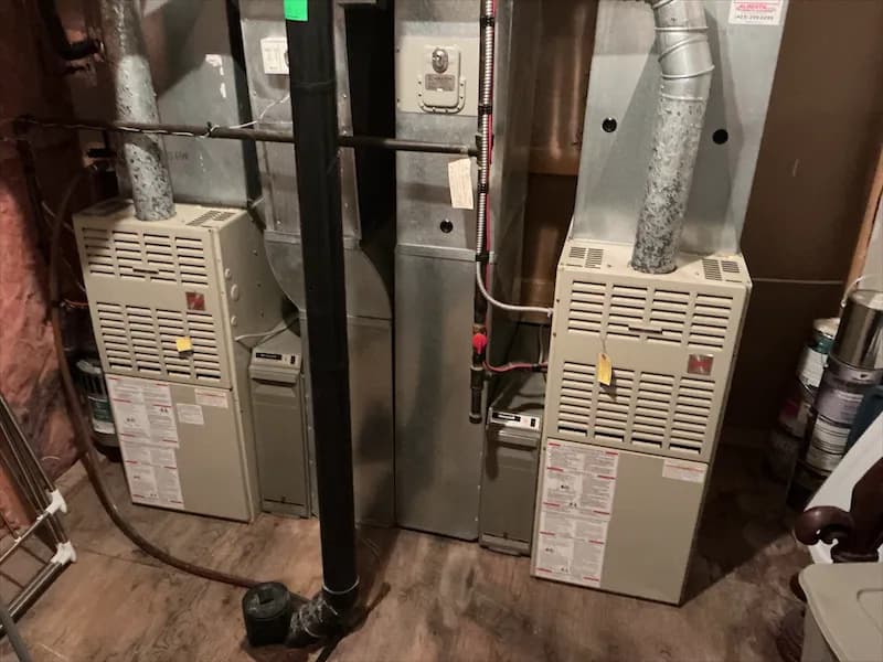Older furnace before high-efficiency upgrade