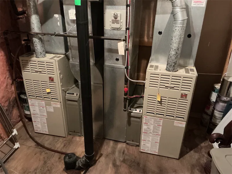 Aging furnace before high-efficiency upgrade — Crooks residence